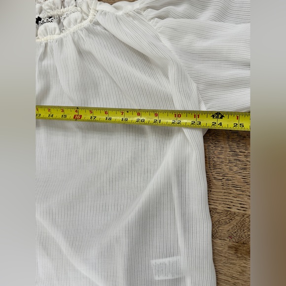 NWOT Current Air Anthropologie Airy Sheer Ruffles Puff Sleeve Blouse medium - Picture 16 of 17